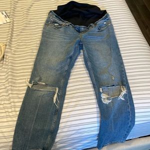 Abercrombie size 26s over the belly maternity jeans.
